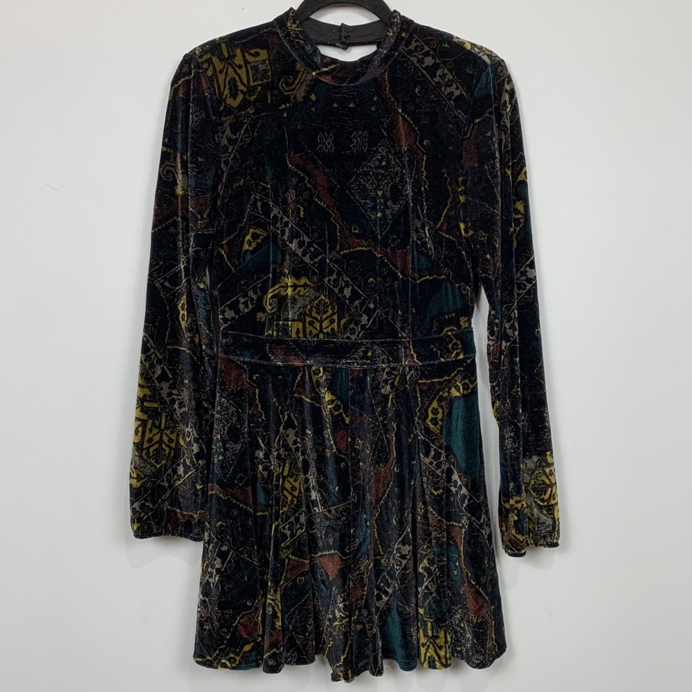 Free People Velvet Open Back Romper Emerald Combo - Picture 3 of 6